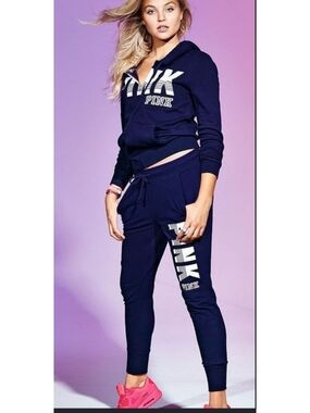 PINK Victoria's Secret Purple Track Set EUC Size Medium